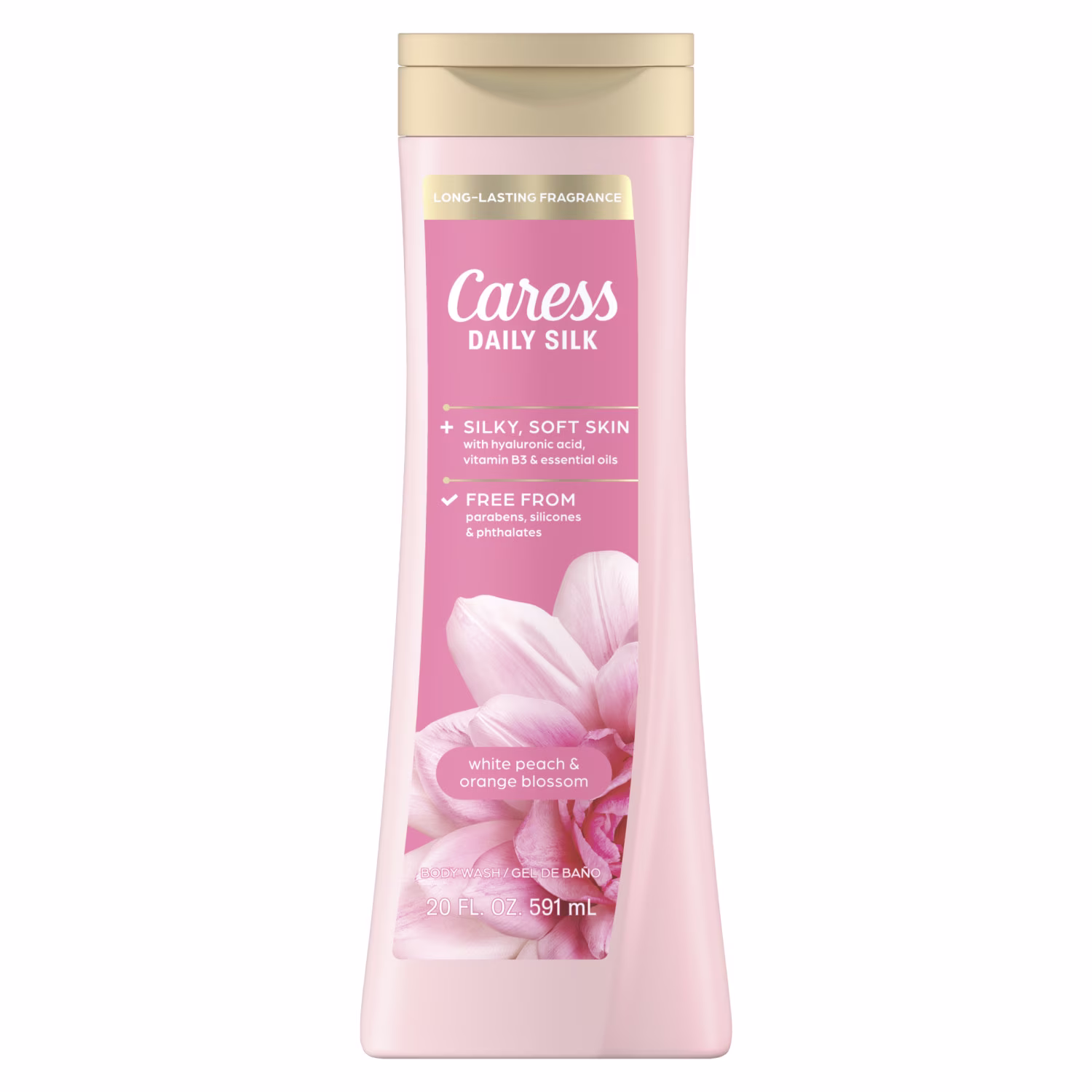 Caress Daily Silk Body Wash, Moisturizing Body Soap - Hyaluronic Acid, Vitamin B3, 20 oz